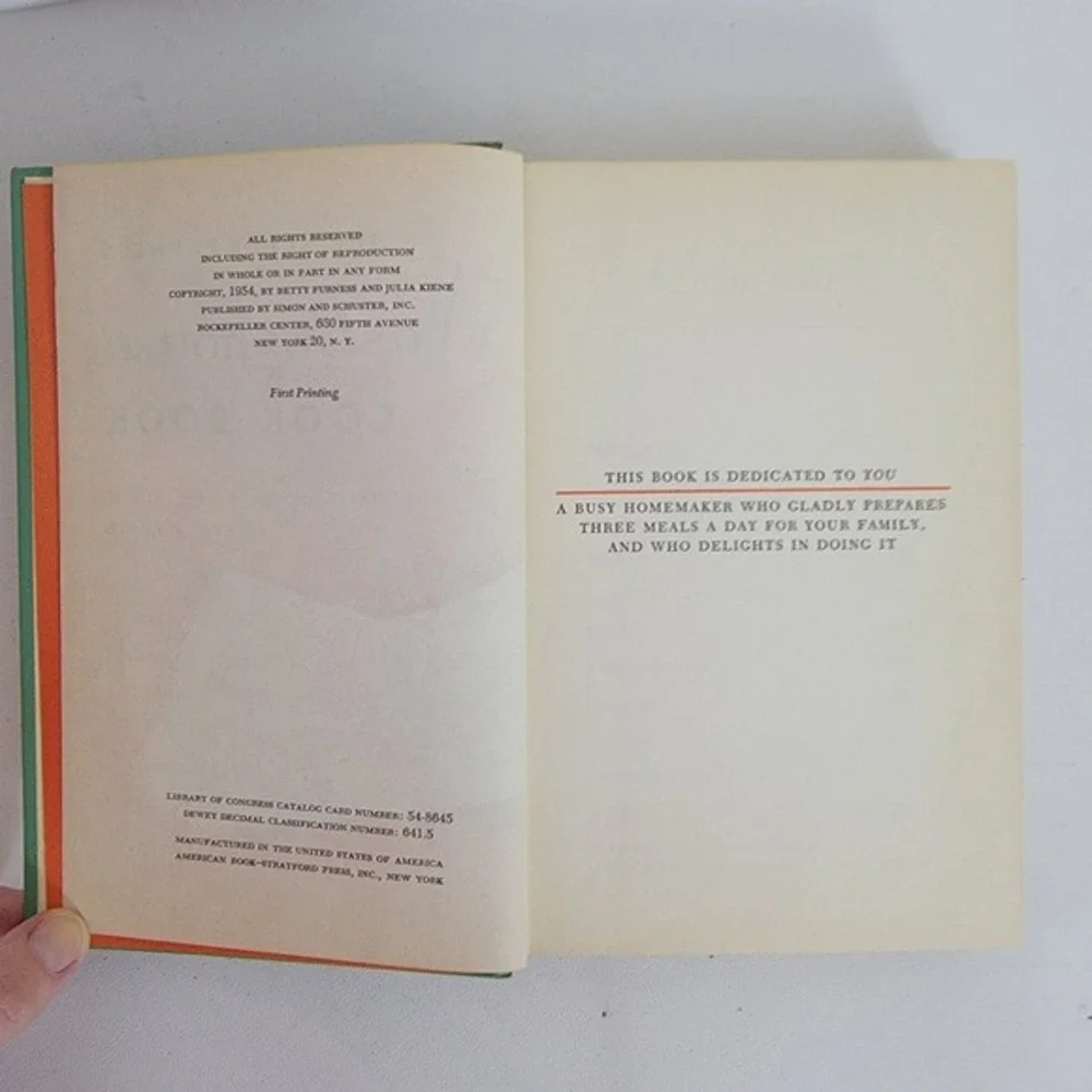 1954 Betty Furness Westinghouse Cook Book First Printing Julia Kiene Vintage MCM